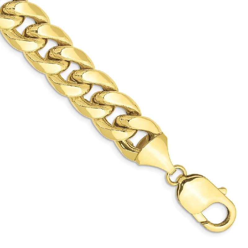 10k Yellow Gold 11mm Semi-Solid Miami Cuban Chain Bracelet, 8"