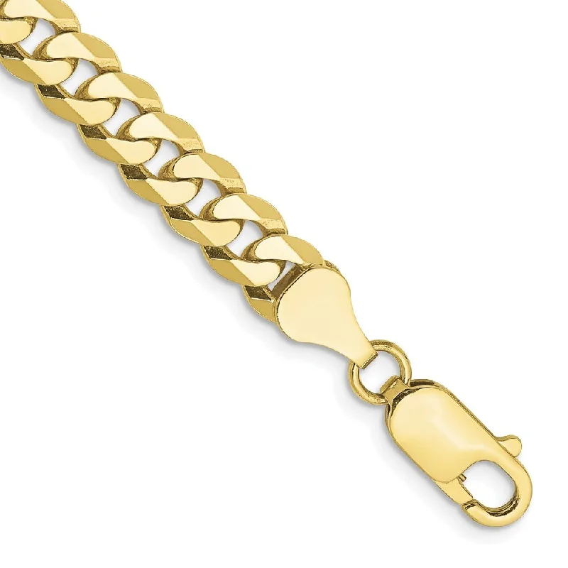 10k Yellow Gold 6.25mm Flat Beveled Curb Chain Bracelet, 8"