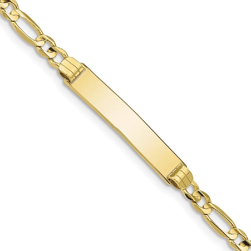 10k Yellow Gold Figaro Link ID Bracelet, 7" (W-5.37mm)