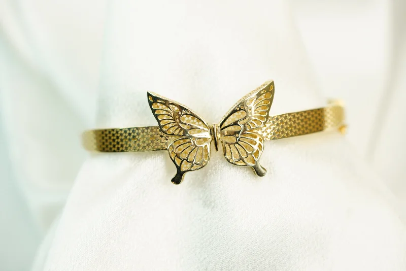 14k Golden Butterfly Bangle Bracelet