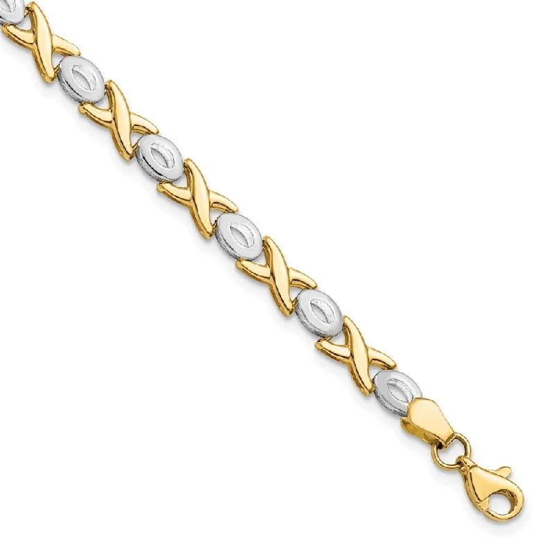 14k Two-tone 5mm Polished Bracelet, 7.25"