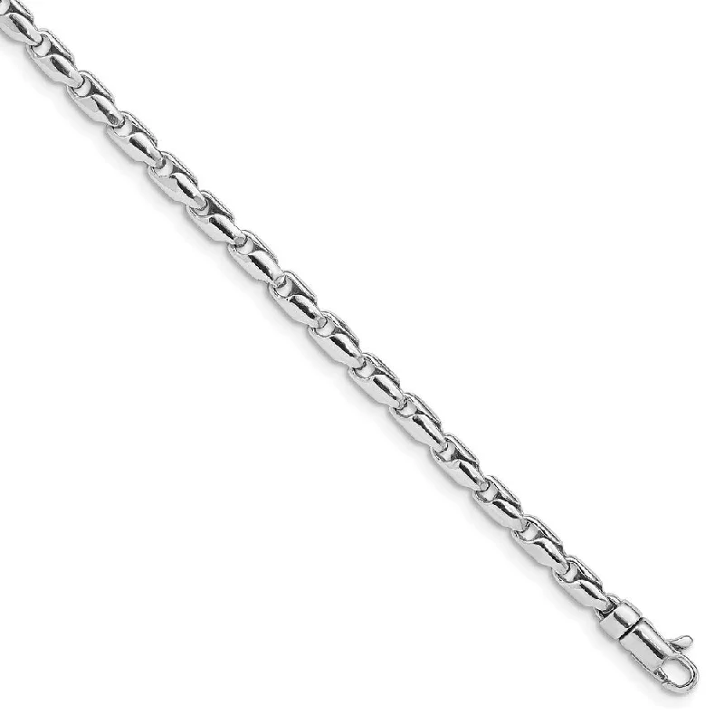 14k White Gold 3mm Fancy Link Chain Bracelet, 7.25"