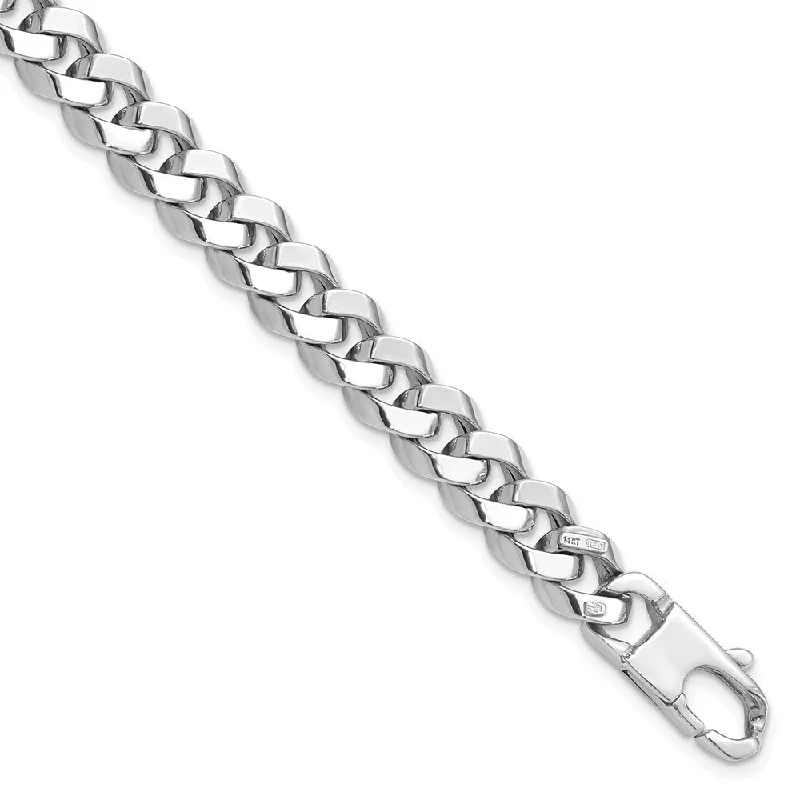 14k White Gold 8.5mm Beveled Curb Bracelet, 8"