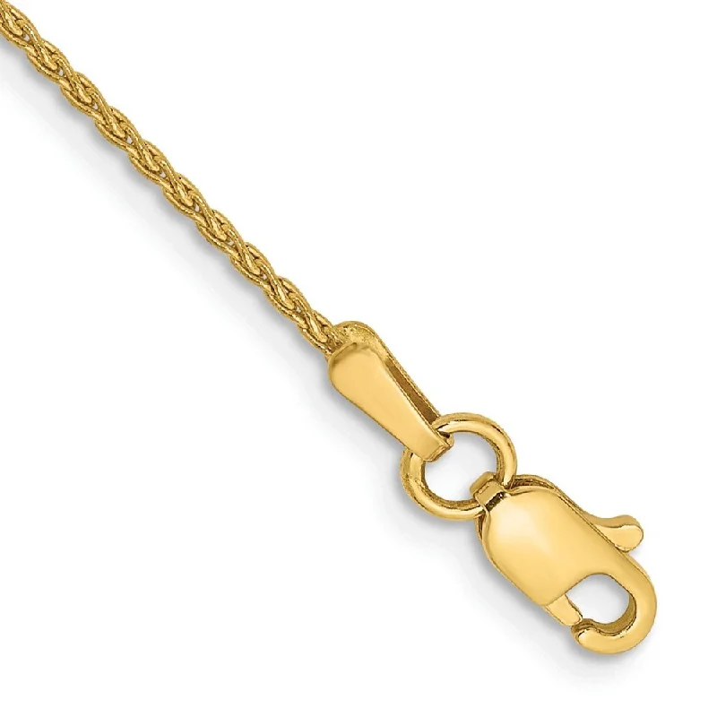 14k Yellow Gold 1.2mm Parisian Wheat Chain Bracelet, 6"