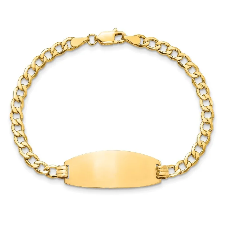 14k Yellow Gold 11.5mm Semi-solid Oval Curb ID Bracelet, 7"