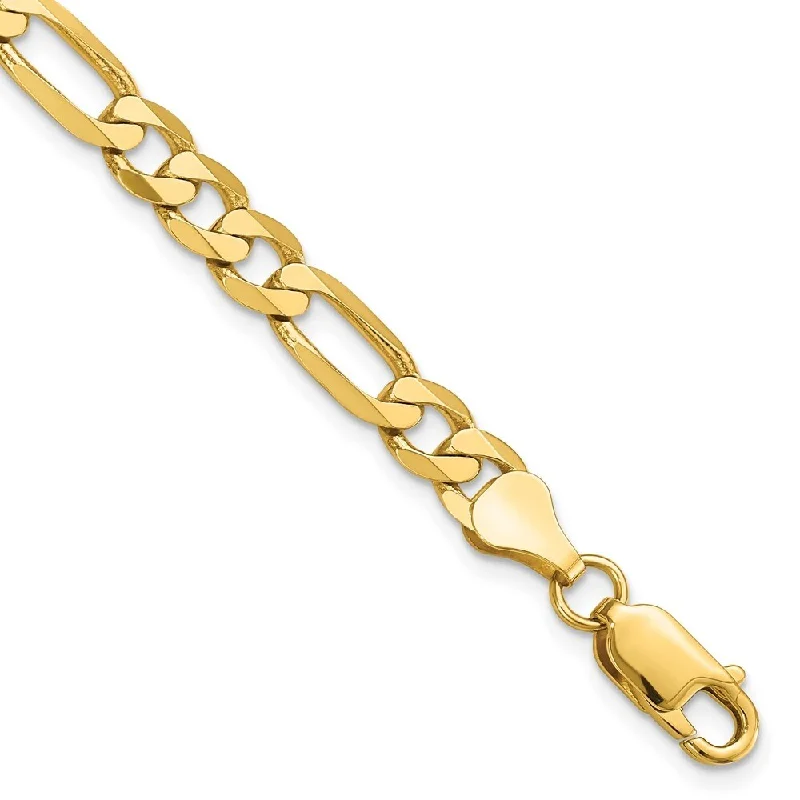 14k Yellow Gold 6.25mm Flat Figaro Chain Bracelet, 7"