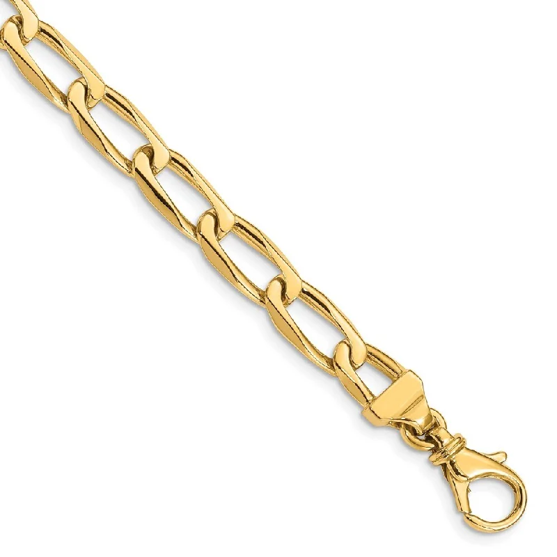 14k Yellow Gold 6.5mm Hand-Polished Open Link Bracelet, 7"