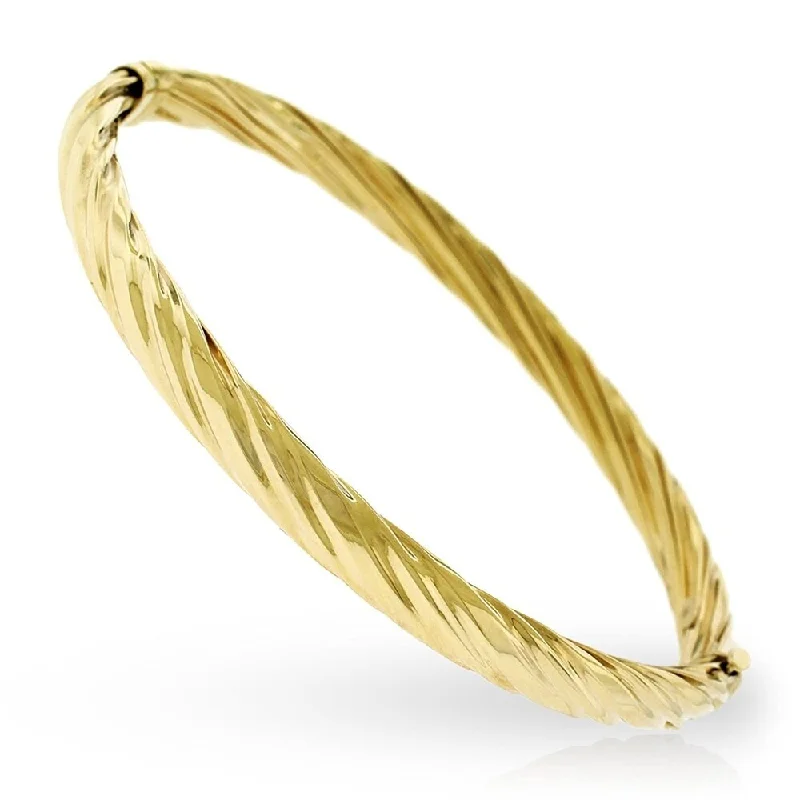 14k Yellow Gold 8-inch Fancy Spiral Twist High Polish Bangle Bracelet