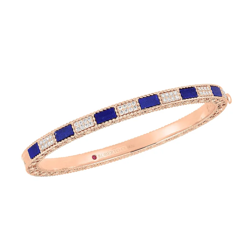 Art Deco Bangle in Lapis & Diamond