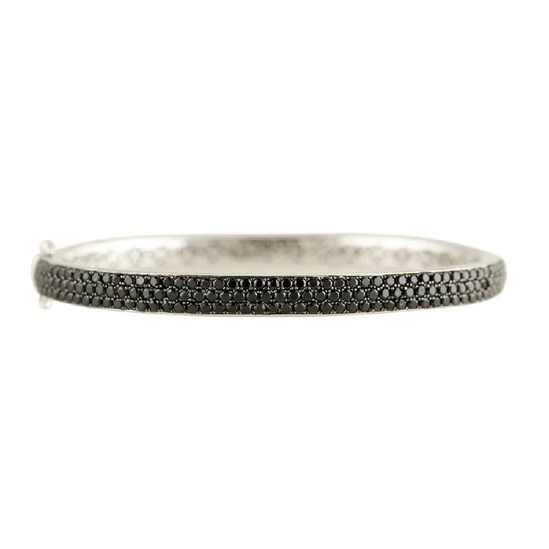 925 Sterling Silver Black Spinel Bangle