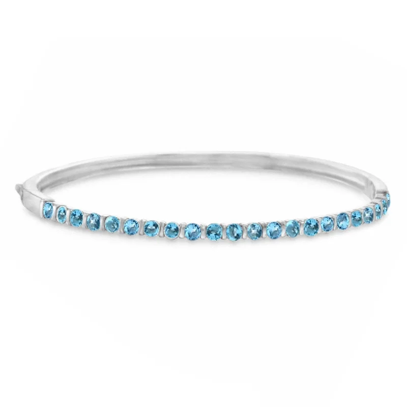 925 Sterling Silver Swiss Blue Topaz Bangle