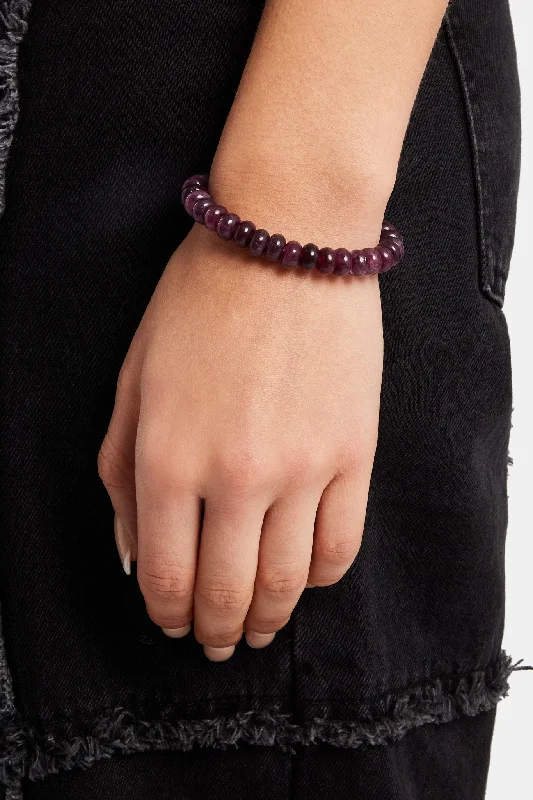 Amethyst Bead Bracelet - White 8mm