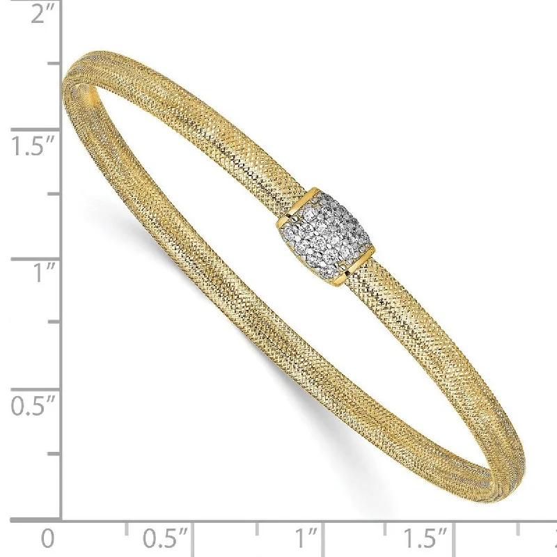 Curata 14k Yellow Gold Cubic Zirconia StretchSlip On Bangle Bracelet