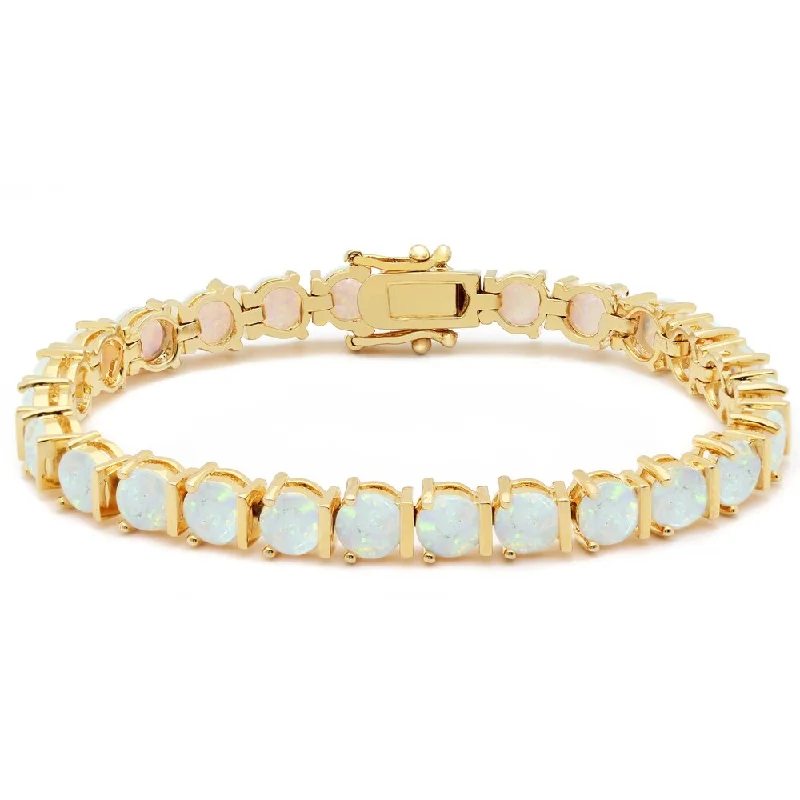 Dolce Giavonna 14k Gold Overlay Simulated Opal Bracelet