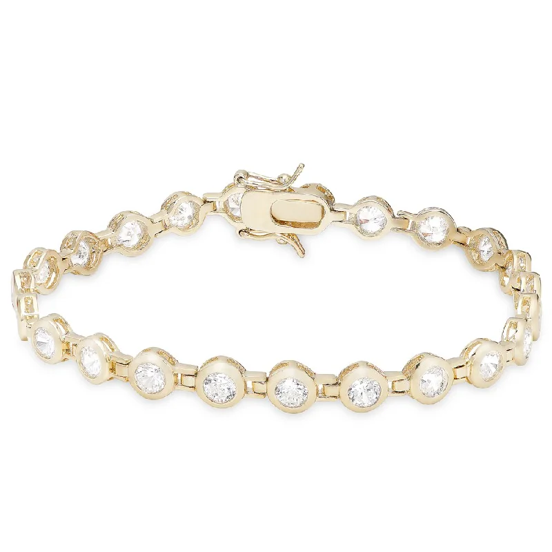 Dolce Giavonna Gold or Silver Overlay Cubic Zirconia Circle Link Tennis Bracelet