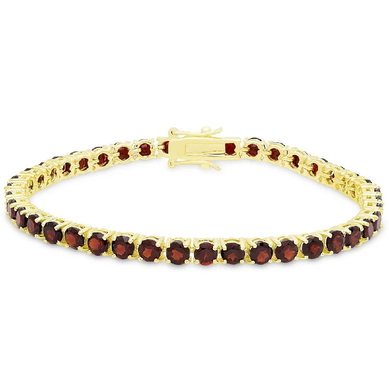 Dolce Giavonna Gold Over Silver Garnet Tennis Bracelet