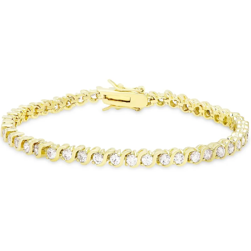 Dolce Giavonna Gold Over Silver or Sterling Silver Cubic Zirconia Tennis Bracelet