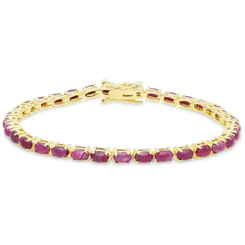 Dolce Giavonna Gold Over Silver Ruby Tennis Bracelet