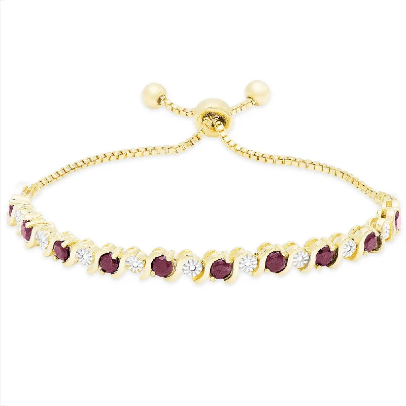 Dolce Giavonna Gold Over Sterling Silver Gemstone Adjustable Slider Bracelet