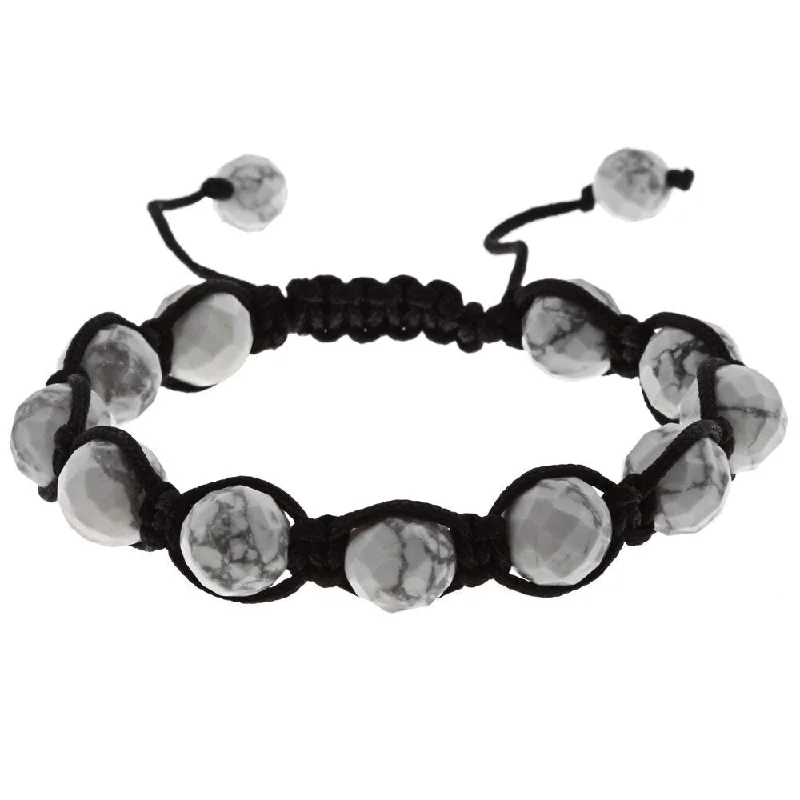 Dolce Giavonna Howlite Bead Black Macrame Bracelet