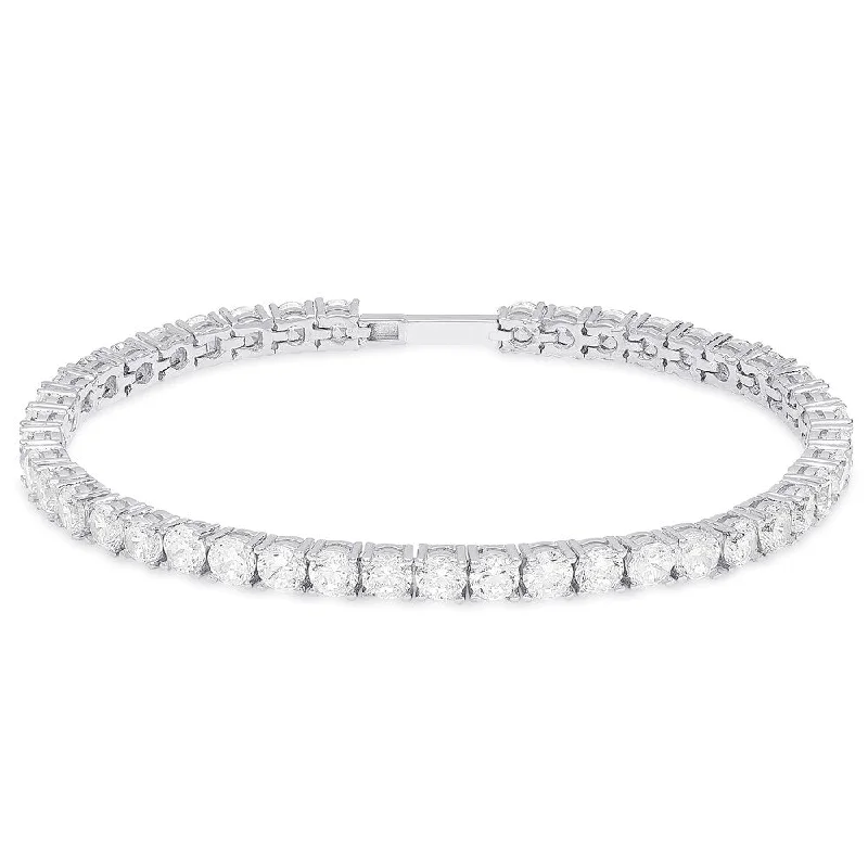 Dolce Giavonna Sterling Silver Cubic Zirconia Tennis Bracelet