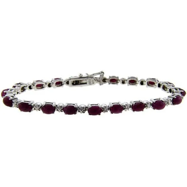 Dolce Giavonna Sterling Silver Ruby and Diamond Accent Bracelet