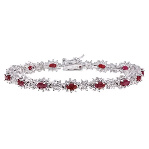 Dolce Giavonna Sterling Silver Ruby and Diamond Accent Bracelet