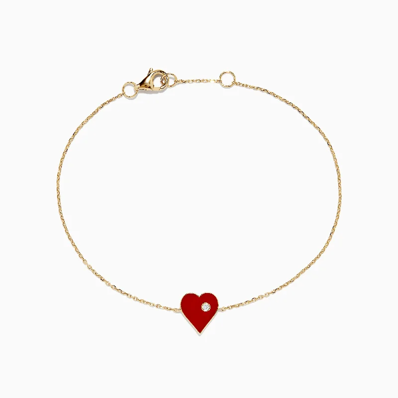 Casino 14K Yellow Gold Diamond Hearts Suit Bracelet