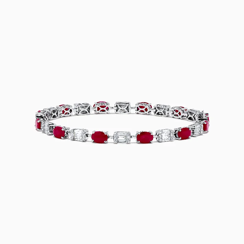 Ruby Royale 14K White Gold Ruby and Diamond Tennis Bracelet