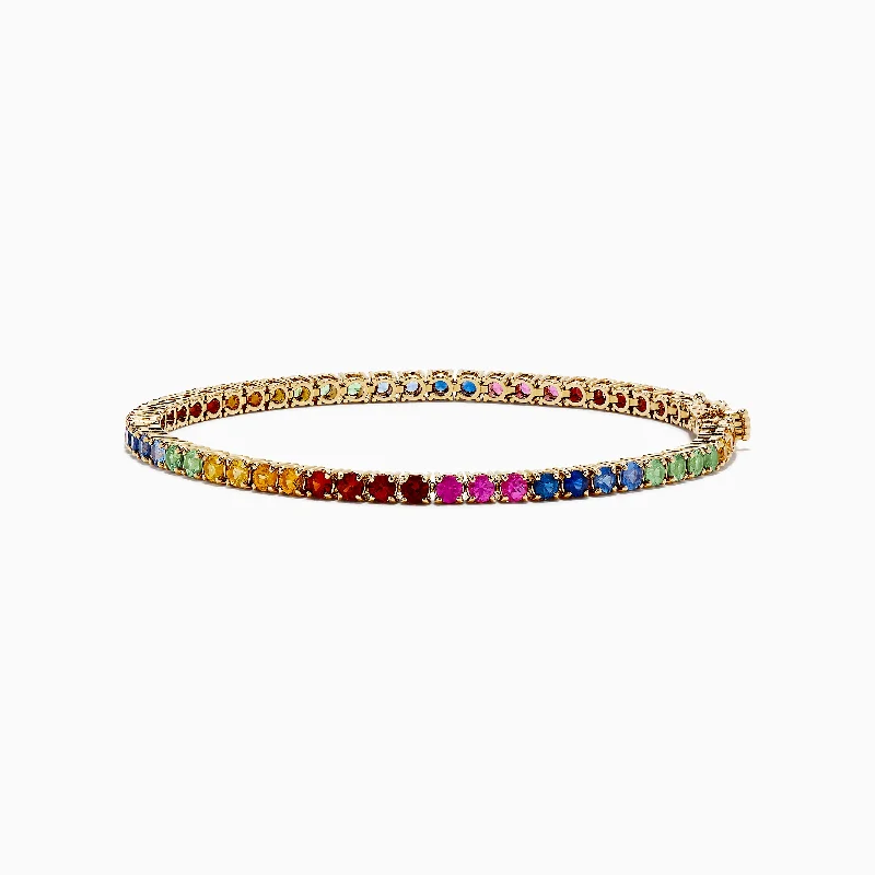 Watercolors 14K Yellow Gold Multi Sapphire Tennis Bracelet