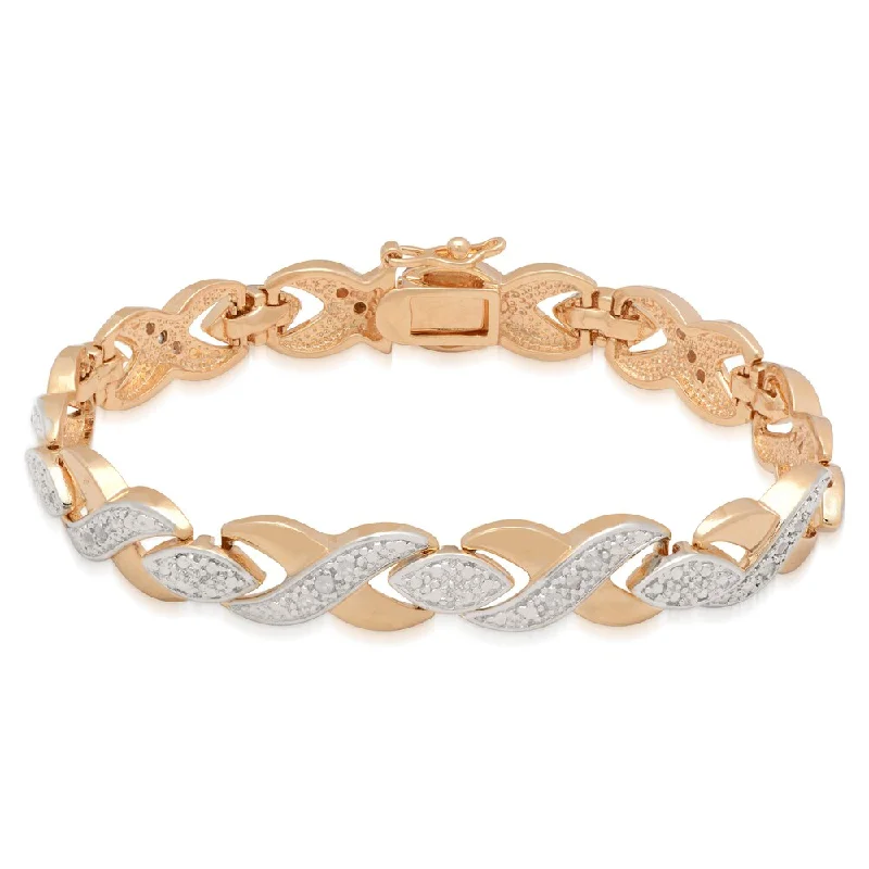 Finesque 18k Yellow Gold Overlay 1/4ct TDW Diamond XO Design Bracelet