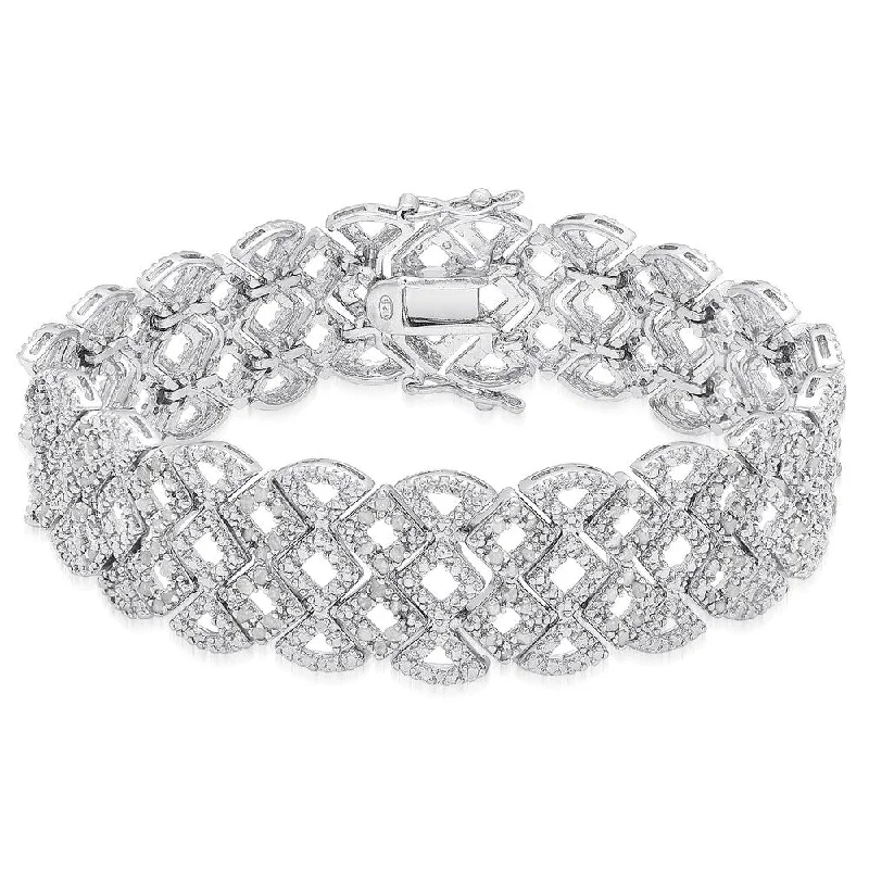 Finesque Silver Overlay 1/2ct TDW Diamond Lattice Bracelet