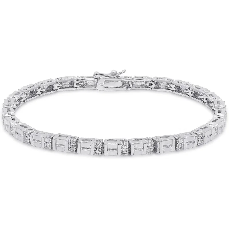 Finesque Silver Overlay Diamond Accent Bracelet (I-J, I2-I3)