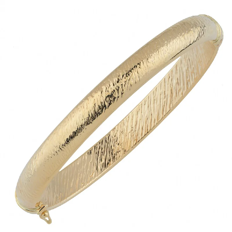 Fremada 10k Yellow Gold 8mm Stone Finish Bangle