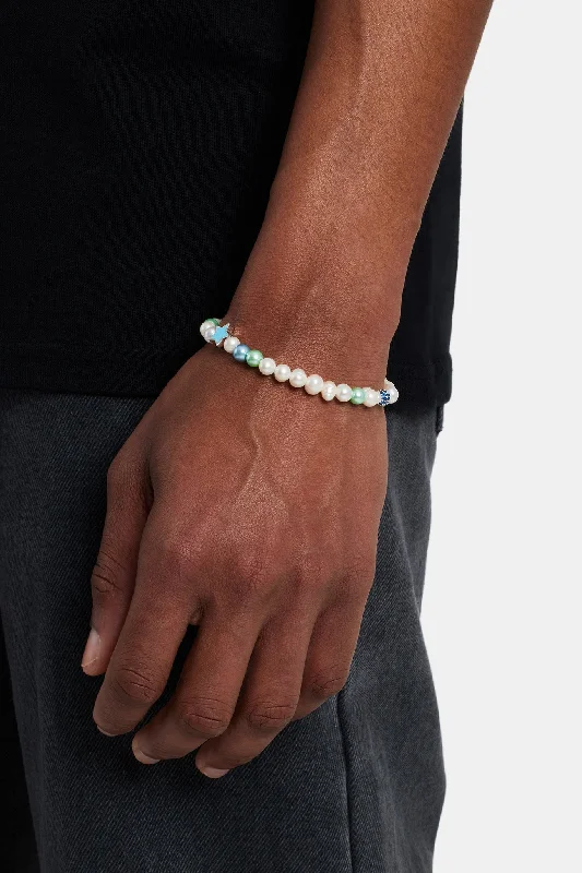 Freshwater Pearl Blue Star Motif Bracelet