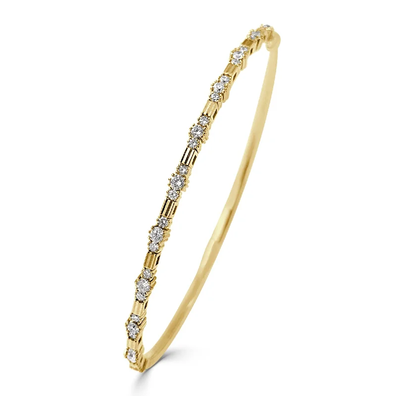 Joelle Diamond Stackable Bangle 3/4ct. Flexible Bracelet 14K Gold - Diamond Stackable Bracelet