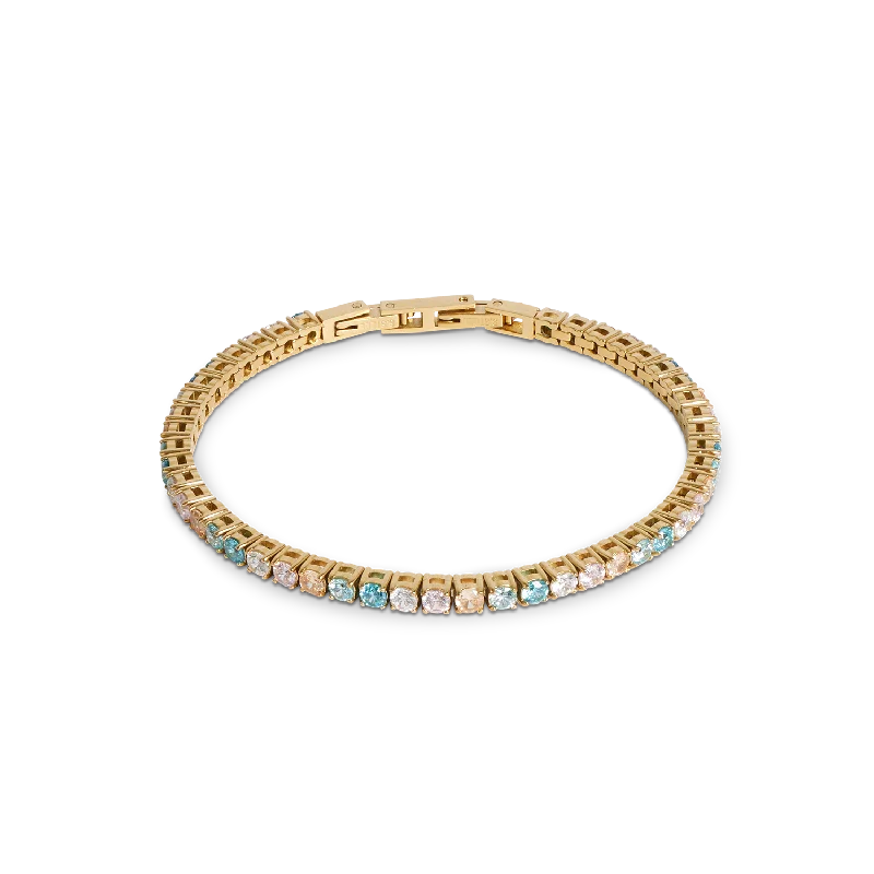 Tennis bracelet gold-multicolour pastel