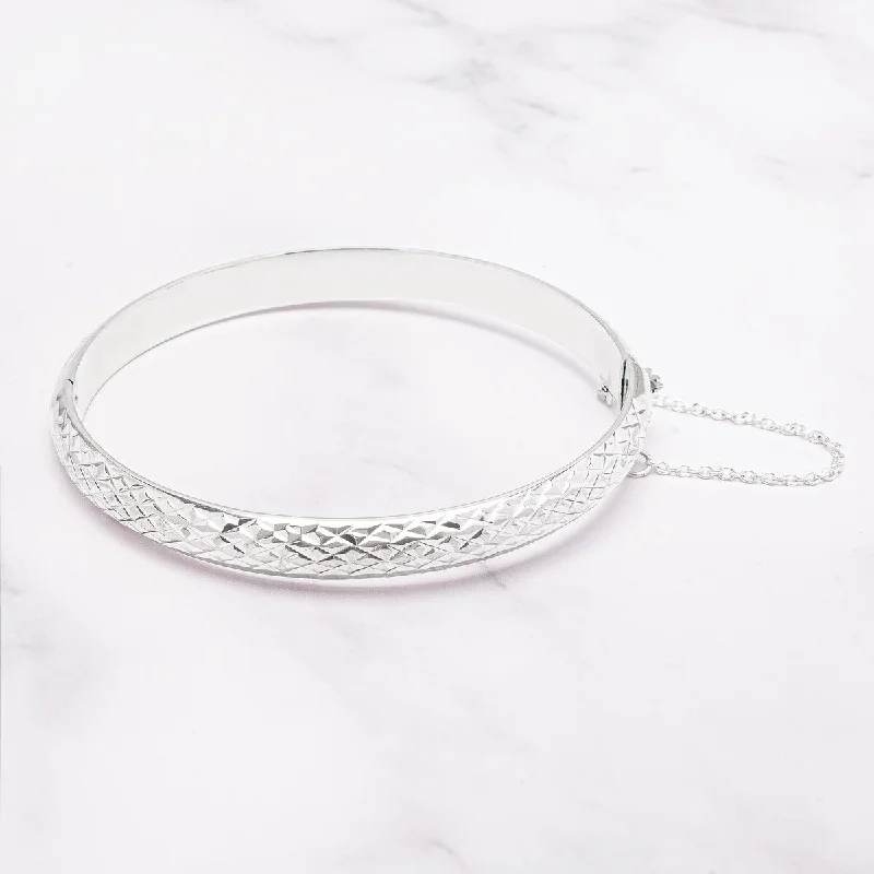 Victoria Townsend .925 Sterling Silver Crystal Cut Bangle Bracelet