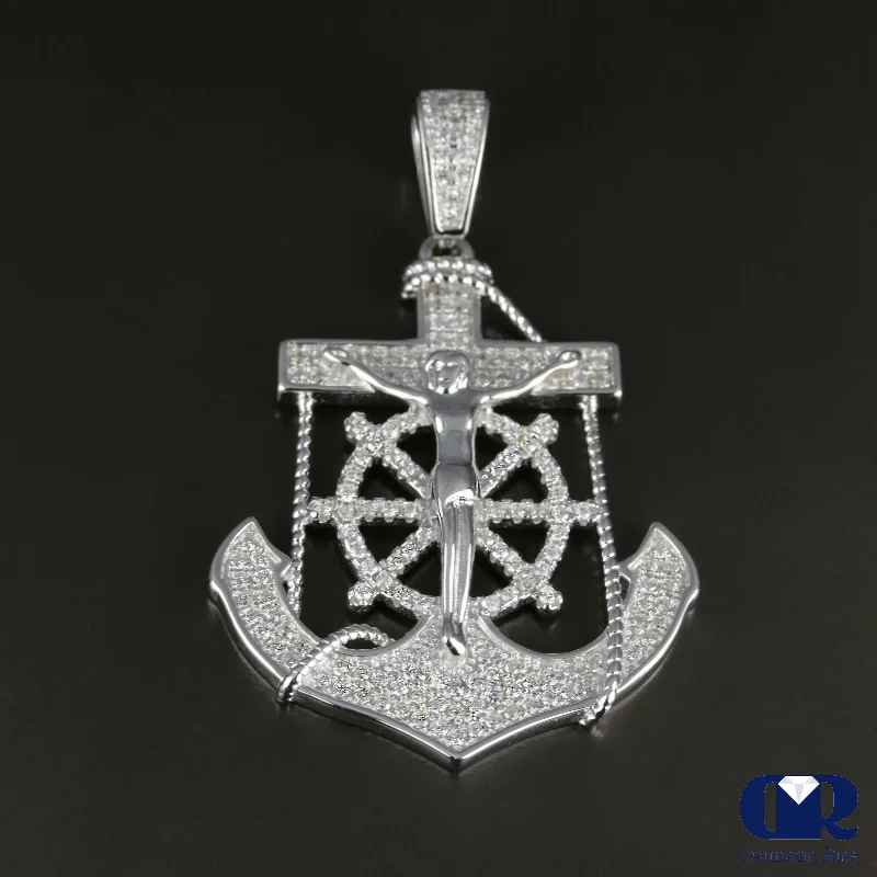 1.15 Carat Diamond 14K Gold Anchor Charm Pendant