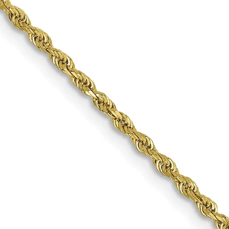 10KT Yellow Gold 20-inch 1.5MM Diamond-cut Lobster Clasp Rope Chain