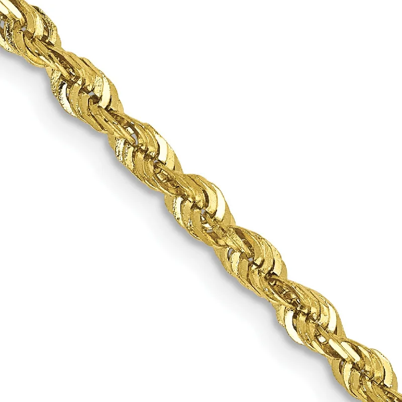 10KT Yellow Gold 20-inch 2.75MM Diamond-cut Lobster Clasp Rope Extra-Light Chain