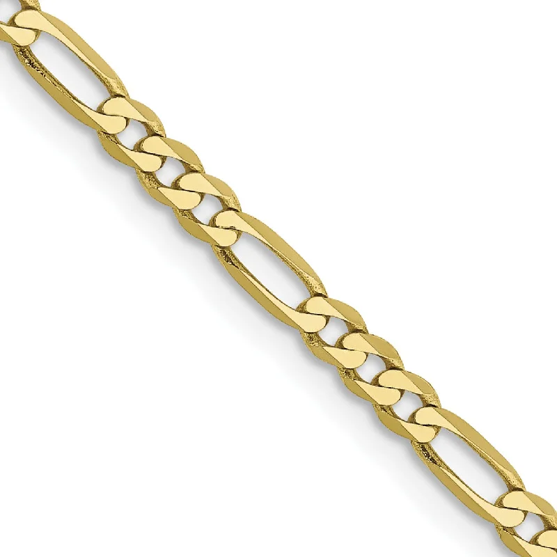 10KT Yellow Gold 24-inch 2.75MM Flat Figaro Chain