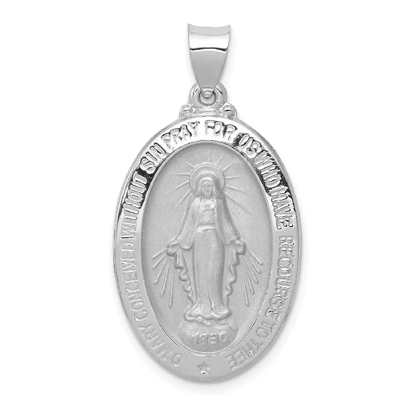 14KT White Gold 29X18MM 18MM Miraculous Medal Pendant-Chain Not Included