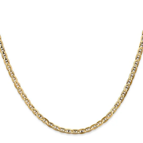 14KT YELLOW GOLD 3MM CONCAVE ANCHOR CHAIN NECKLACE - 4 LENGTHS