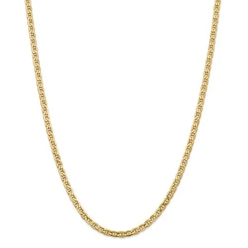 14KT YELLOW GOLD 4MM SEMI SOLID ANCHOR CHAIN NECKLACE - 4 LENGTHS