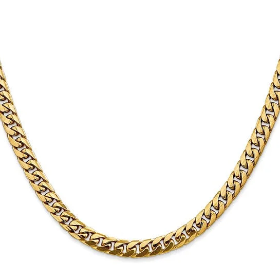 14KT YELLOW GOLD 5MM SEMI SOLID MIAMI CUBAN CHAIN - 5 LENGTHS