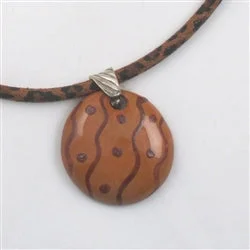 Handmade Fair Trade Kazuri Pendant on Leopard Suede Necklace