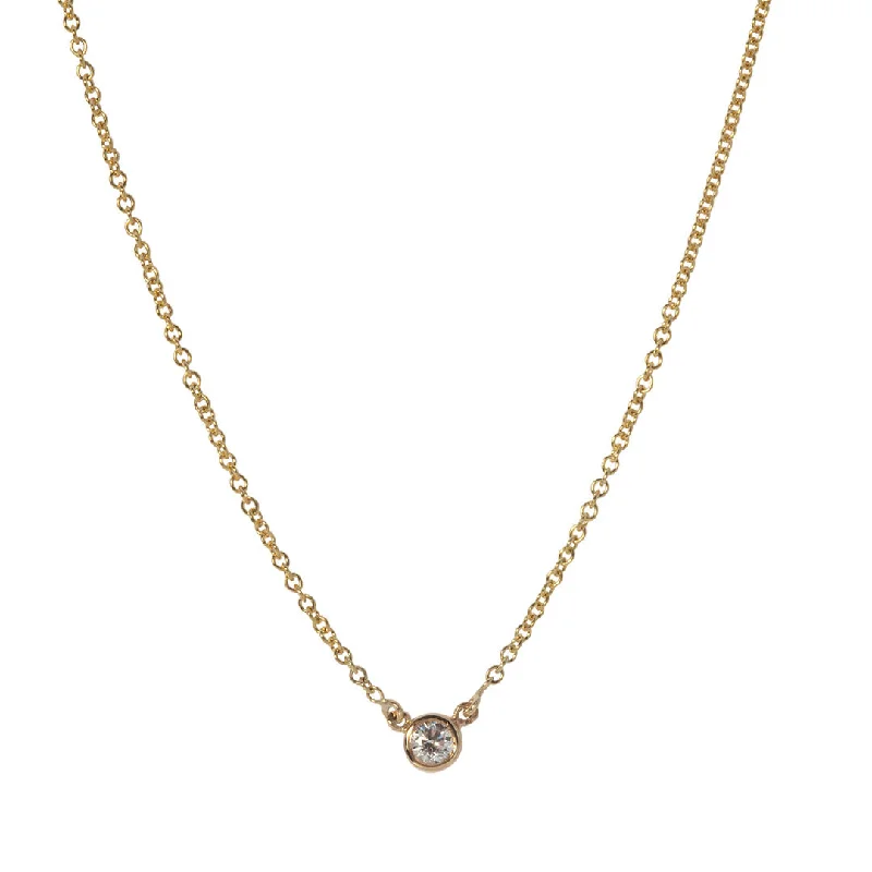 .15ct Diamond Solitaire Bezel 14K Yellow Gold Necklace