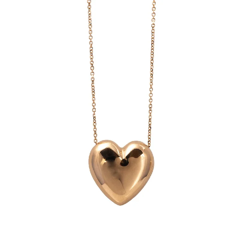 18K Rose Gold Puffed Heart Pendant Necklace