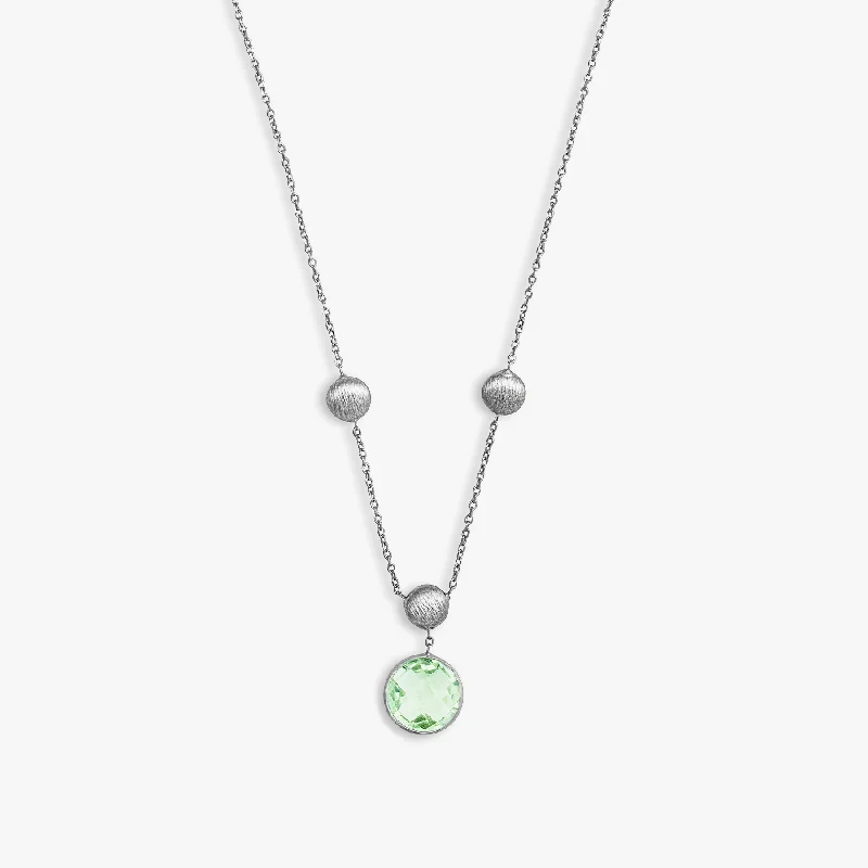 9K satin white gold Kensington chain necklace with green amethyst